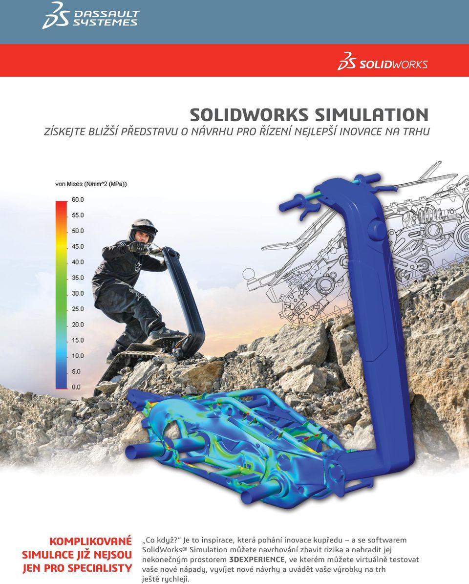 Je to inspirace, která pohání inovace kupředu a se softwarem SolidWorks Simulation můžete navrhování zbavit