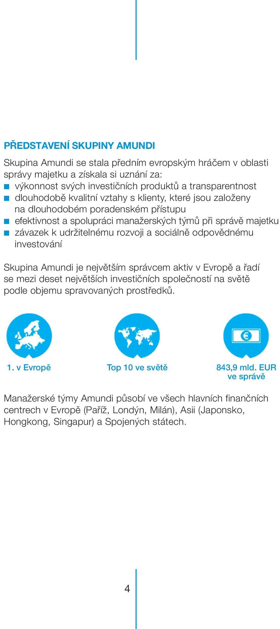 odpovědnému investování Skupina Amundi je největším správcem aktiv v Evropě a řadí se mezi deset největších investičních společností na světě podle objemu spravovaných prostředků. 1.