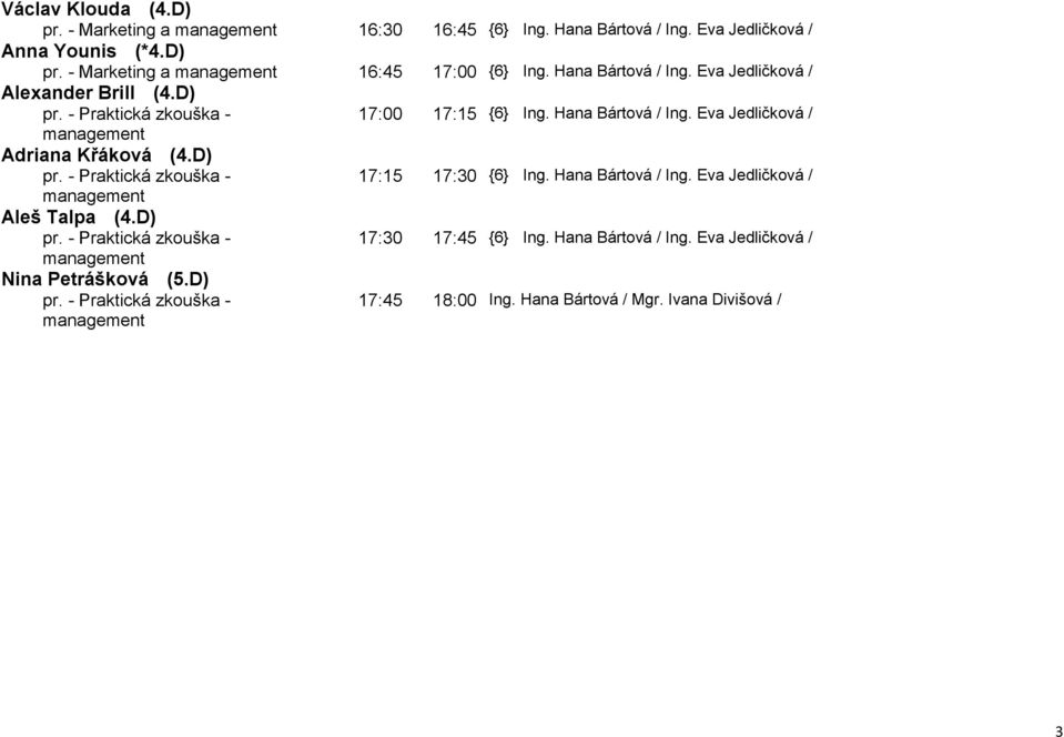Hana Bártová / Ing. Eva Jedličková / 17:15 17:30 {6} Ing. Hana Bártová / Ing.