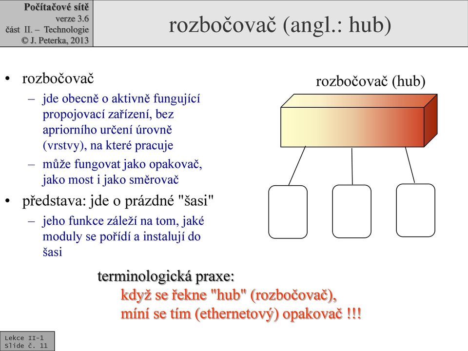 (vrstvy), na které pracuje může fungovat jako opakovač, jako most i jako směrovač představa: jde o