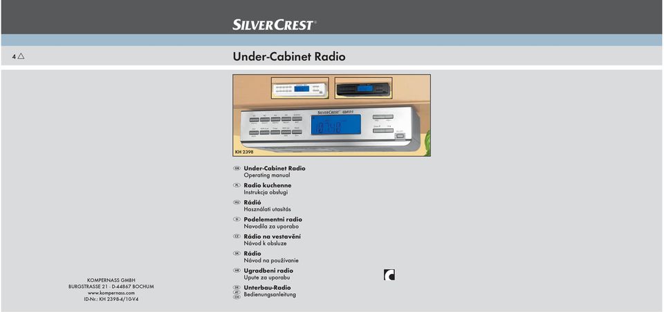 : KH 2398-4/10-V4 Under-Cabinet Radio Operating manual Radio kuchenne Instrukcja obsługi Rádió