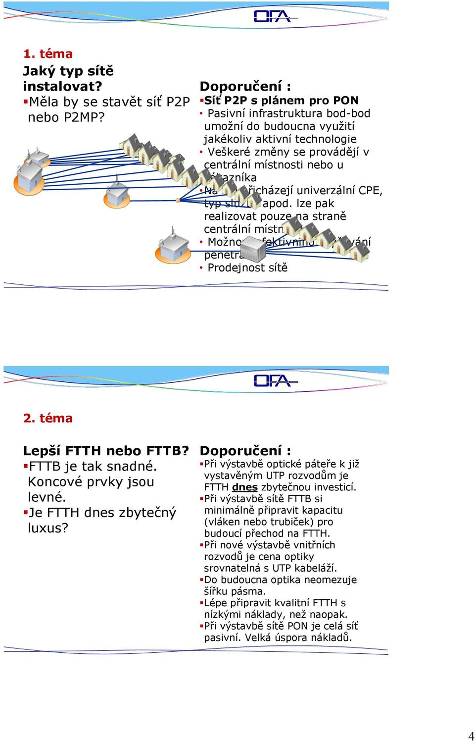 univerzální CPE, typ služby apod. lze pak realizovat pouze na straně centrální místnosti Možnost efektivního zvyšování penetrace Prodejnost sítě 2. téma Lepší FTTH nebo FTTB? FTTB je tak snadné.
