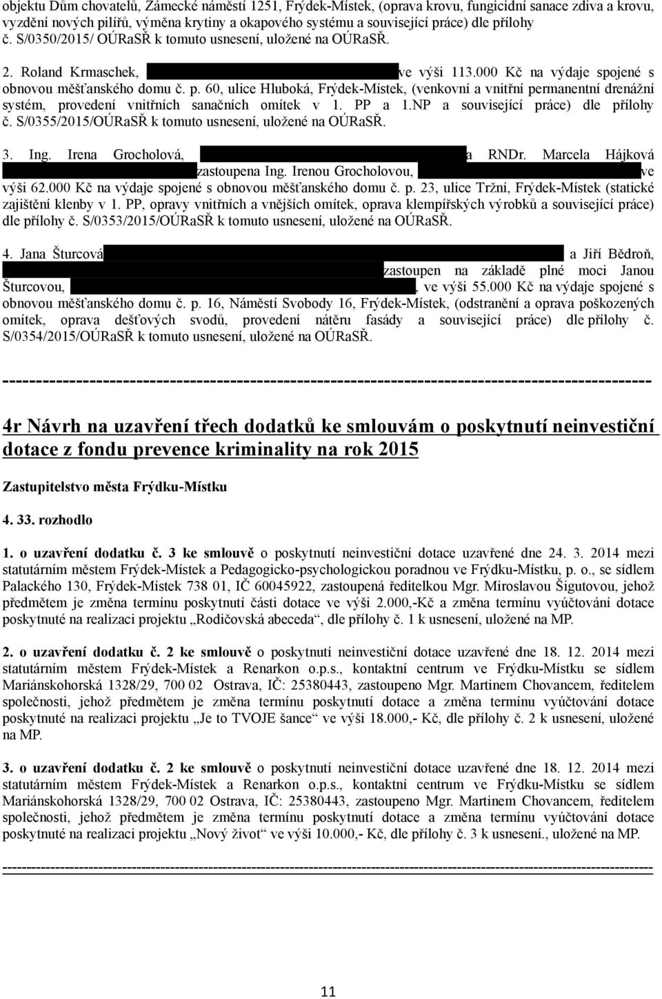 60, ulice Hluboká, Frýdek Místek, (venkovní a vnitřní permanentní drenážní systém, provedení vnitřních sanačních omítek v 1. PP a 1.NP a související práce) dle přílohy č.