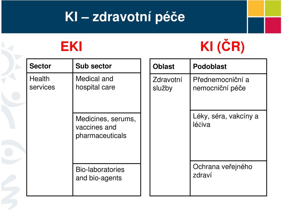 nemocniční péče Medicines, serums, vaccines and pharmaceuticals Léky,