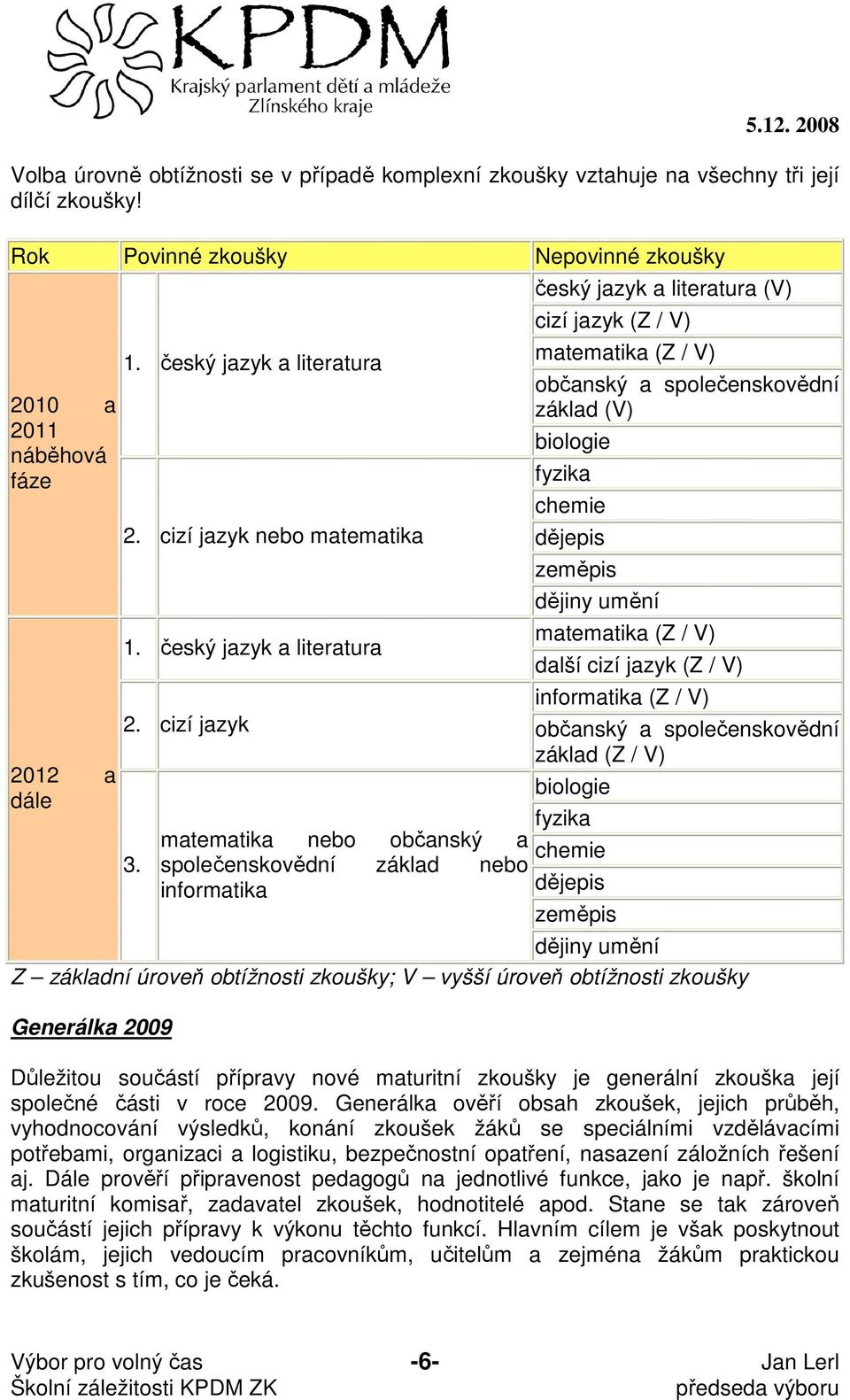 český jazyk a literatura český jazyk a literatura (V) cizí jazyk (Z / V) matematika (Z / V) občanský a společenskovědní základ (V) biologie fyzika chemie dějepis zeměpis dějiny umění matematika (Z /