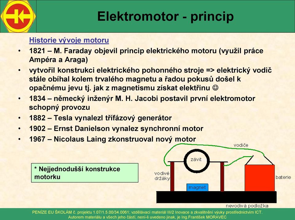 elektrický vodič stále obíhal kolem trvalého magnetu a řadou pokusů došel k opačnému jevu tj.