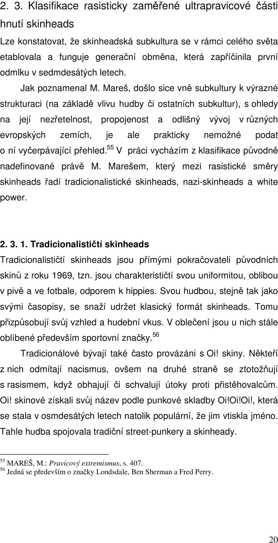 Mareš, došlo sice vně subkultury k výrazné strukturaci (na základě vlivu hudby či ostatních subkultur), s ohledy na její nezřetelnost, propojenost a odlišný vývoj v různých evropských zemích, je ale