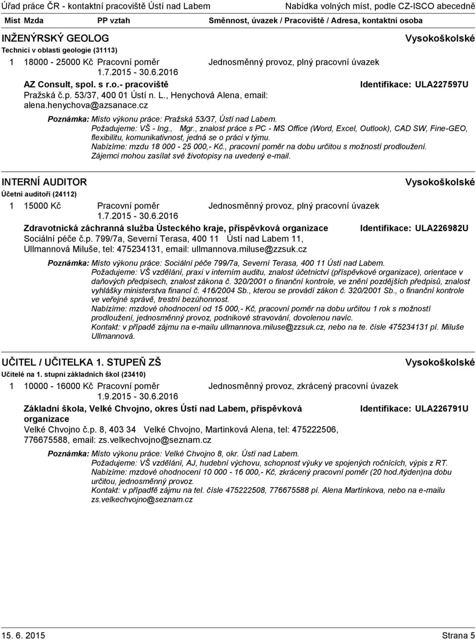 , znalost práce s PC - MS Office (Word, Excel, Outlook), CAD SW, Fine-GEO, flexibilitu, komunikativnost, jedná se o práci v týmu. Nabízíme: mzdu 8 000-25 000,- Kč.