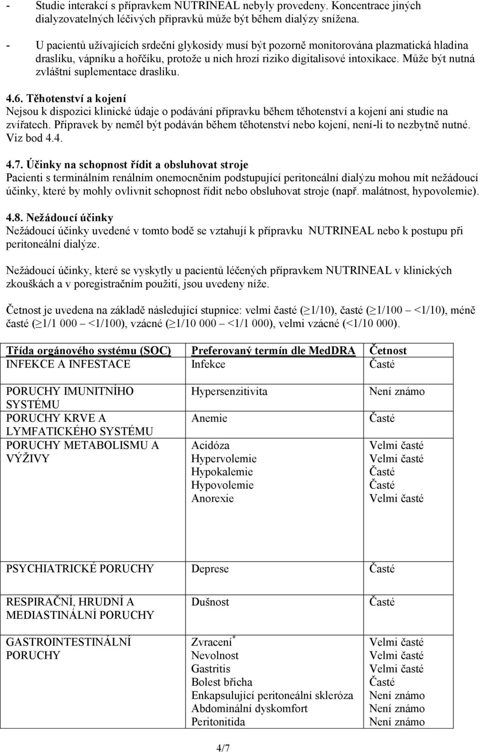 Může být nutná zvláštní suplementace draslíku. 4.6. Těhotenství a kojení Nejsou k dispozici klinické údaje o podávání přípravku během těhotenství a kojení ani studie na zvířatech.