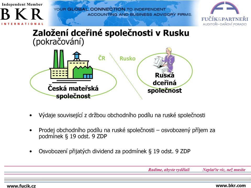 na ruské společnosti Prodej obchodního podílu na ruské společnosti osvobozený