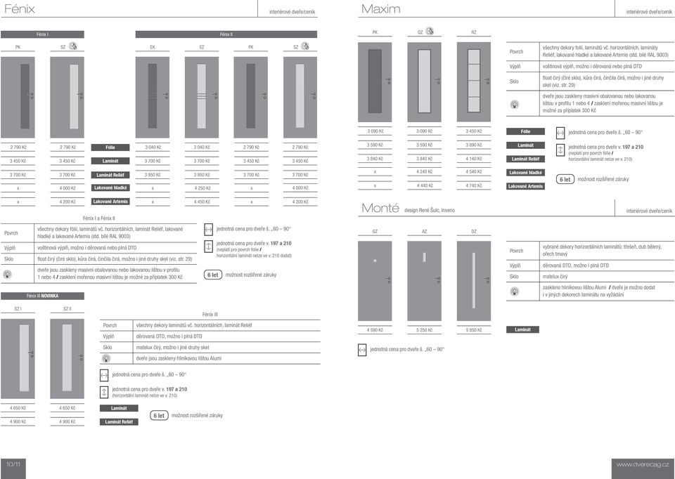 29) dveře jsou zaskleny masivní obalovanou nebo lakovanou lištou v profilu 1 nebo 4 / zasklení mořenou masivní lištou je možné za příplatek 300 Kč 3 090 Kč 3 090 Kč 3 450 Kč 2 790 Kč 2 790 Kč 3 040