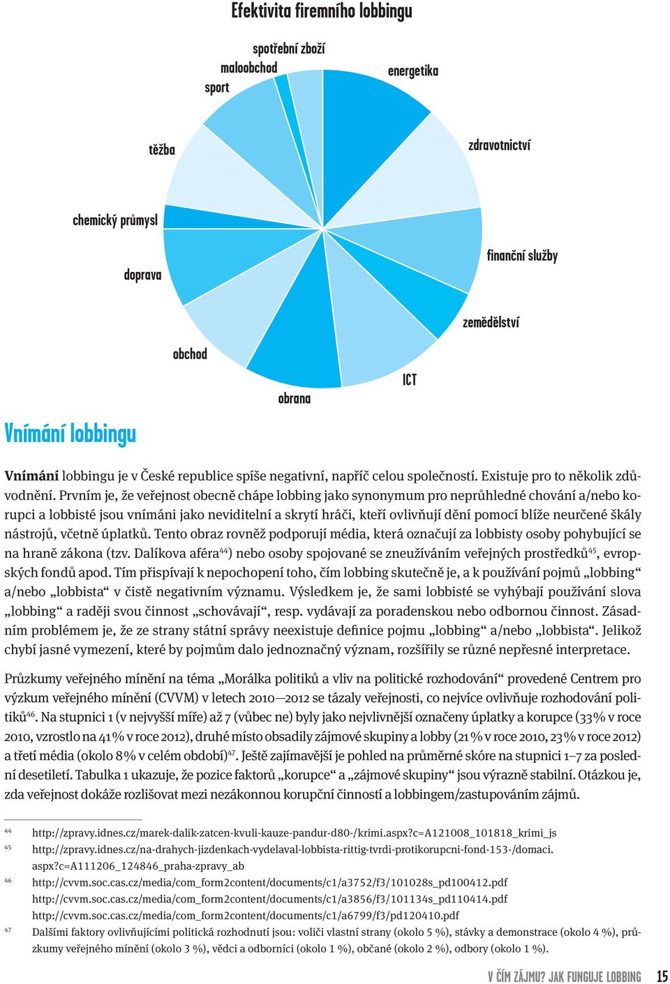 Prvním je, že veřejnost obecně chápe lobbing jako synonymum pro neprůhledné chování a/nebo korupci a lobbisté jsou vnímáni jako neviditelní a skrytí hráči, kteří ovlivňují dění pomocí blíže neurčené