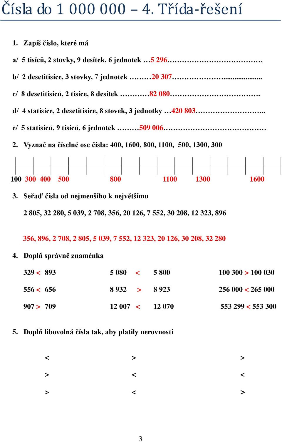 Vyznač na číselné ose čísla: 400, 1600, 800, 1100, 500, 1300, 300 100 300 400 500 800 1100 1300 1600 3.