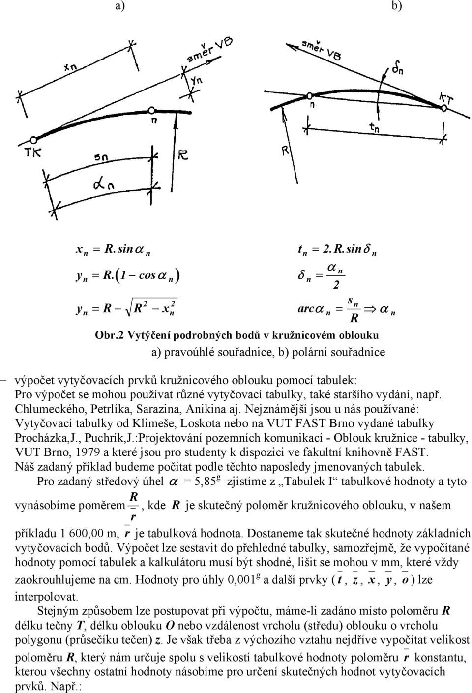 vytyčovací tabulky, také staršího vydání, např. Chlumeckého, Petrlíka, Sarazina, Anikina aj.