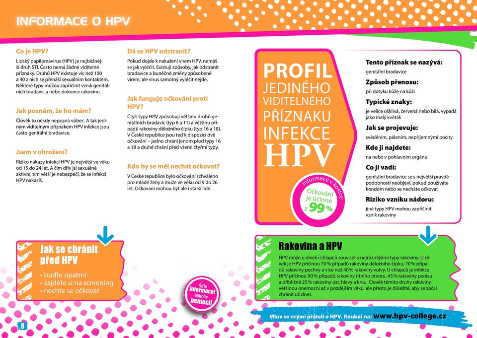 Člověk to někdy nepozná vůbec. A tak jediným viditelným příznakem HPV infekce jsou často genitální bradavice. Jsem v ohrožení? Riziko nákazy infekcí HPV je největší ve věku od 15 do 24 let.