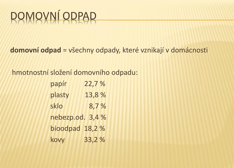 domovního odpadu: papír 22,7 % plasty 13,8 %