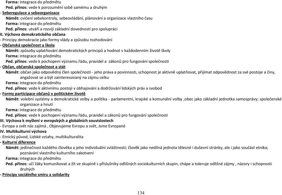 Výchova demokratického občana - Principy demokracie jako formy vlády a způsobu rozhodování - Občanská společnost a škola Námět: způsoby uplatňování demokratických principů a hodnot v každodenním