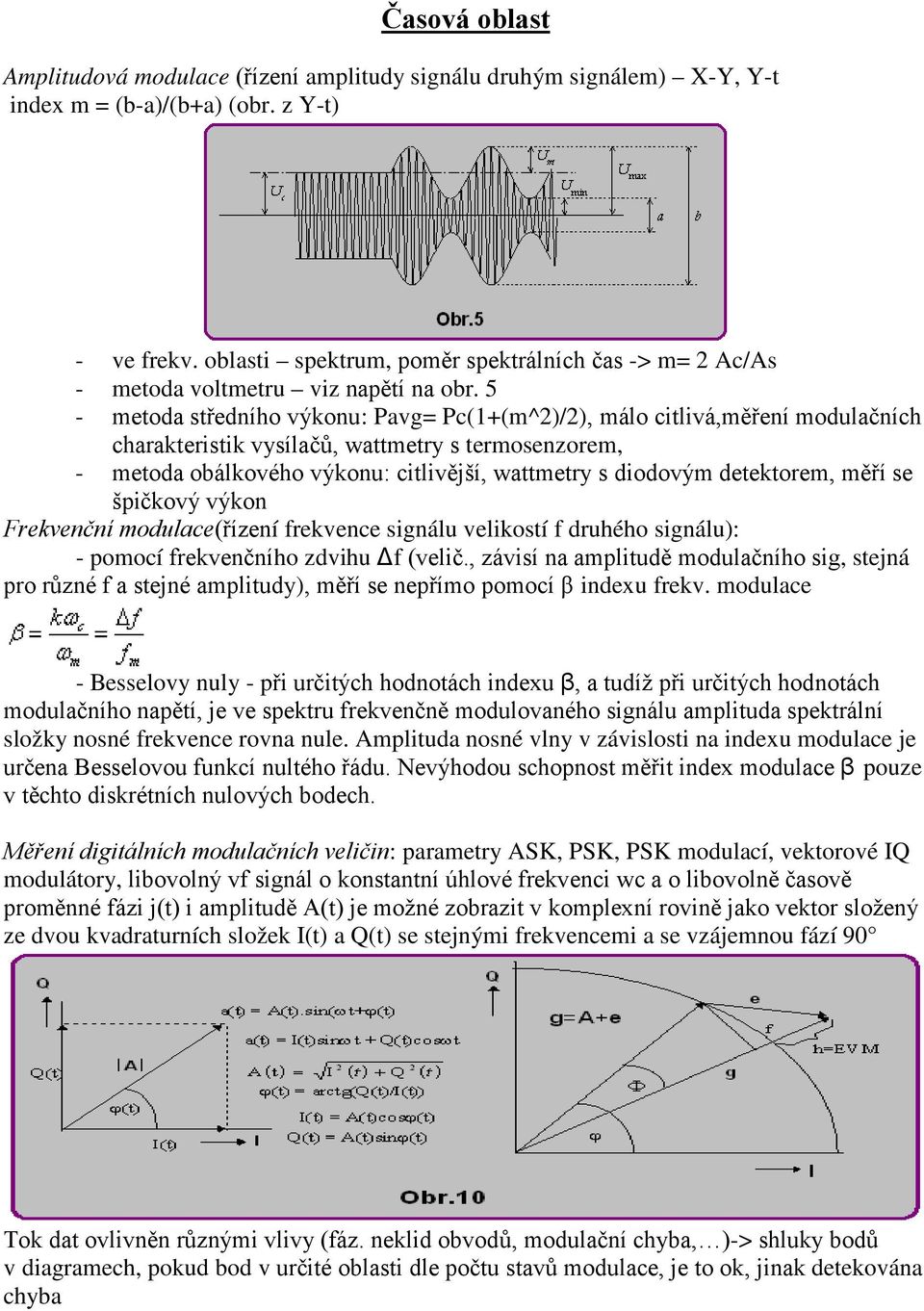 5 - metoda středního výkonu: Pavg= Pc(1+(m^2)/2), málo citlivá,měření modulačních charakteristik vysílačů, wattmetry s termosenzorem, - metoda obálkového výkonu: citlivější, wattmetry s diodovým