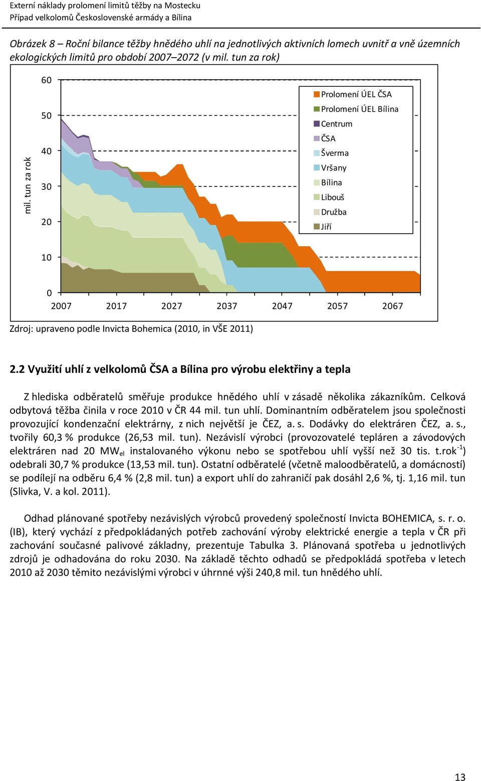 (2010, in VŠE 2011) 2.2 Využití uhlí z velkolomů ČSA a Bílina pro výrobu elektřiny a tepla Z hlediska odběratelů směřuje produkce hnědého uhlí v zásadě několika zákazníkům.