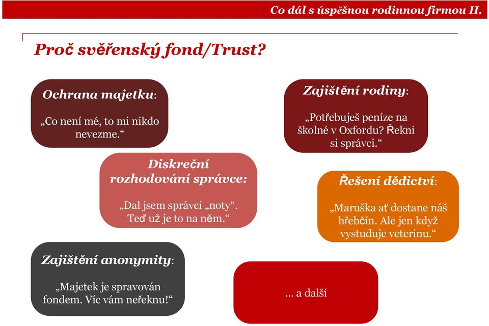 Zajištění rodiny: Potřebuješ peníze na školné v Oxfordu? Řekni si správci.