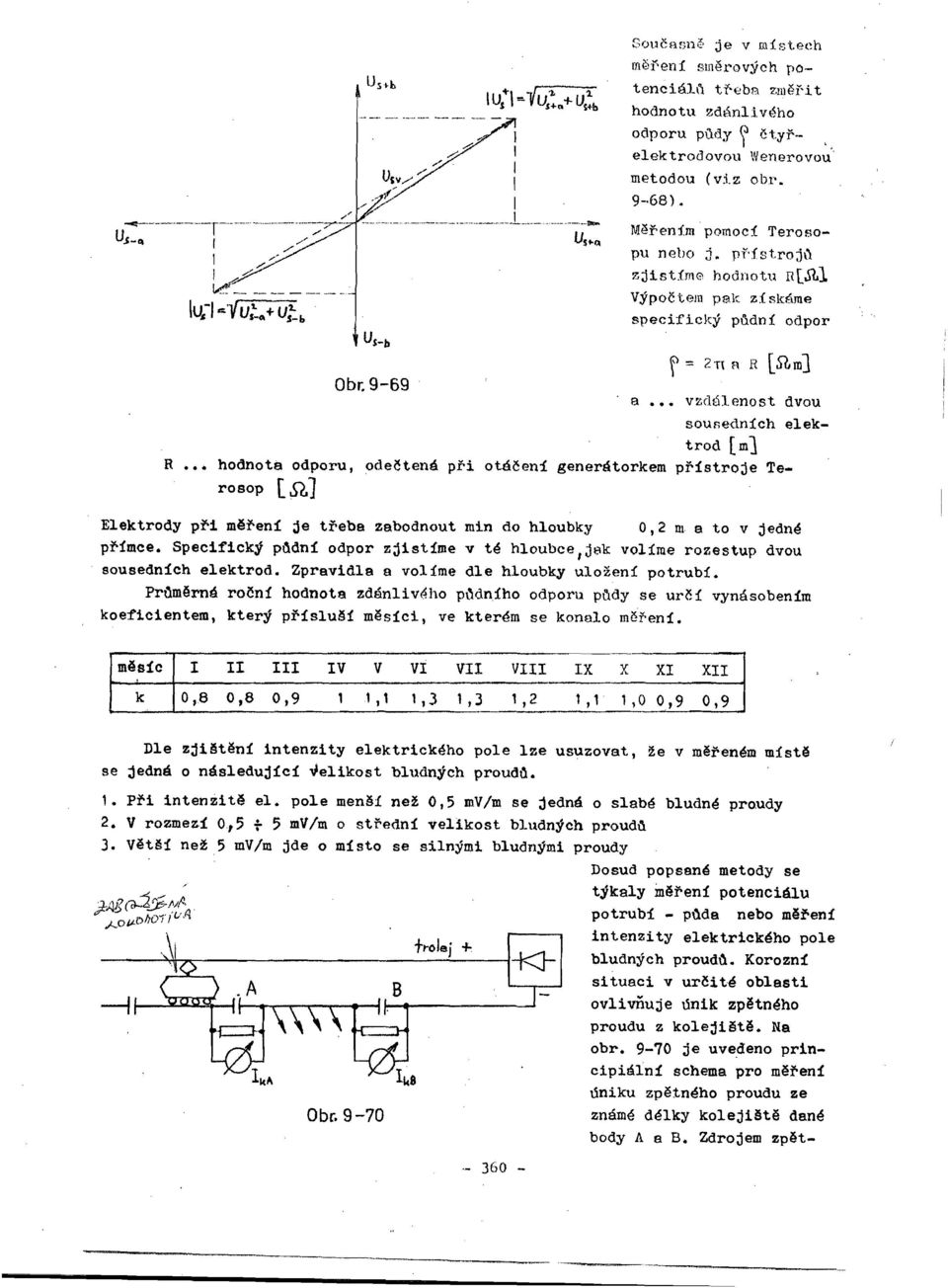 c{,me speci:fický plidní odpor Obr: 9-69 a vzdálenost dvou sousednich elektrod [mj otáčení generátorkem přístroje Te R hodnota odporu, odečtená při rosop [S2.