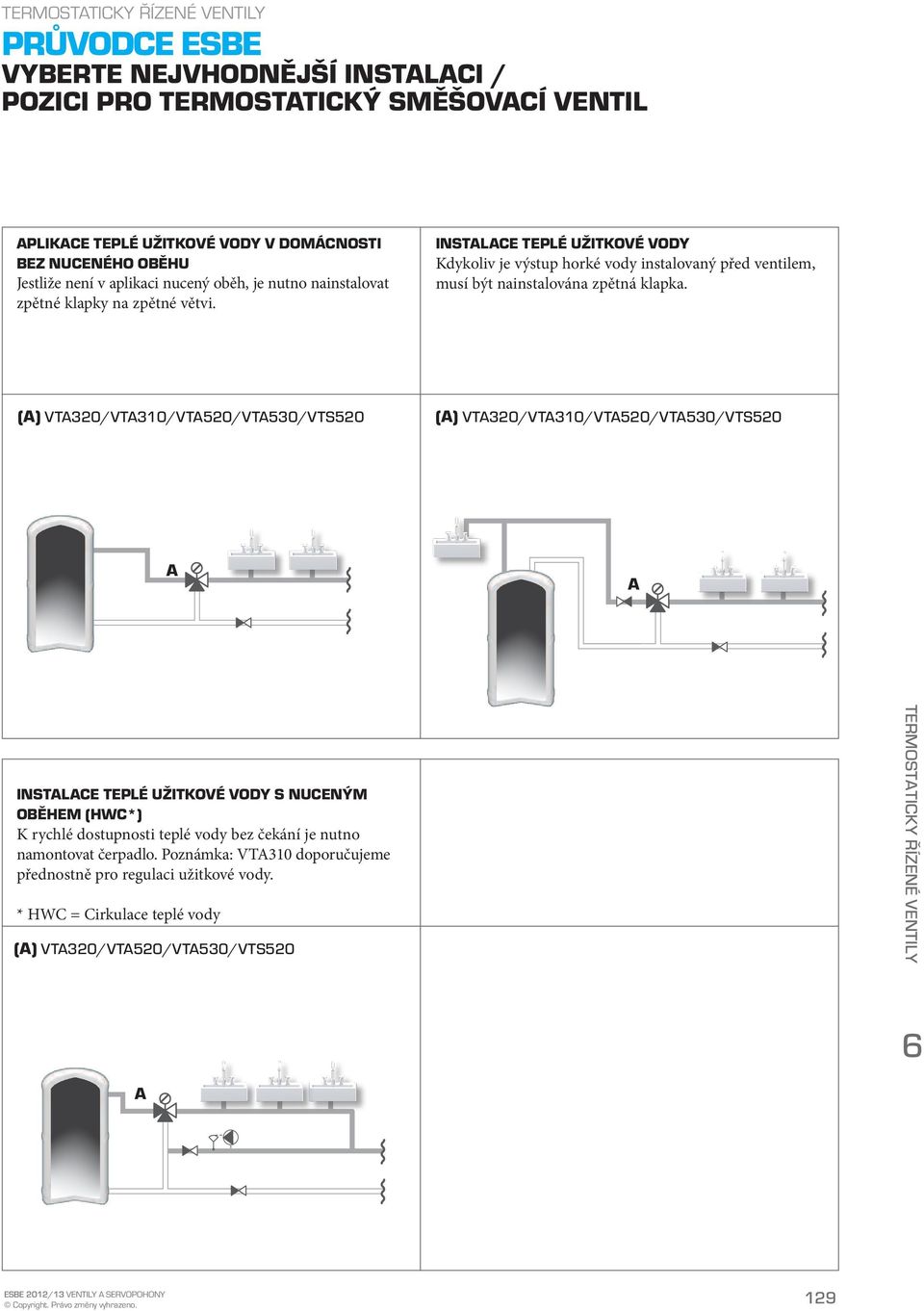 () VT320/VT310/VT520/VT530/VTS520 () VT320/VT310/VT520/VT530/VTS520 Instalace teplé užitkové vody s nuceným oběhem (HWC*) K rychlé dostupnosti teplé vody bez čekání je nutno namontovat