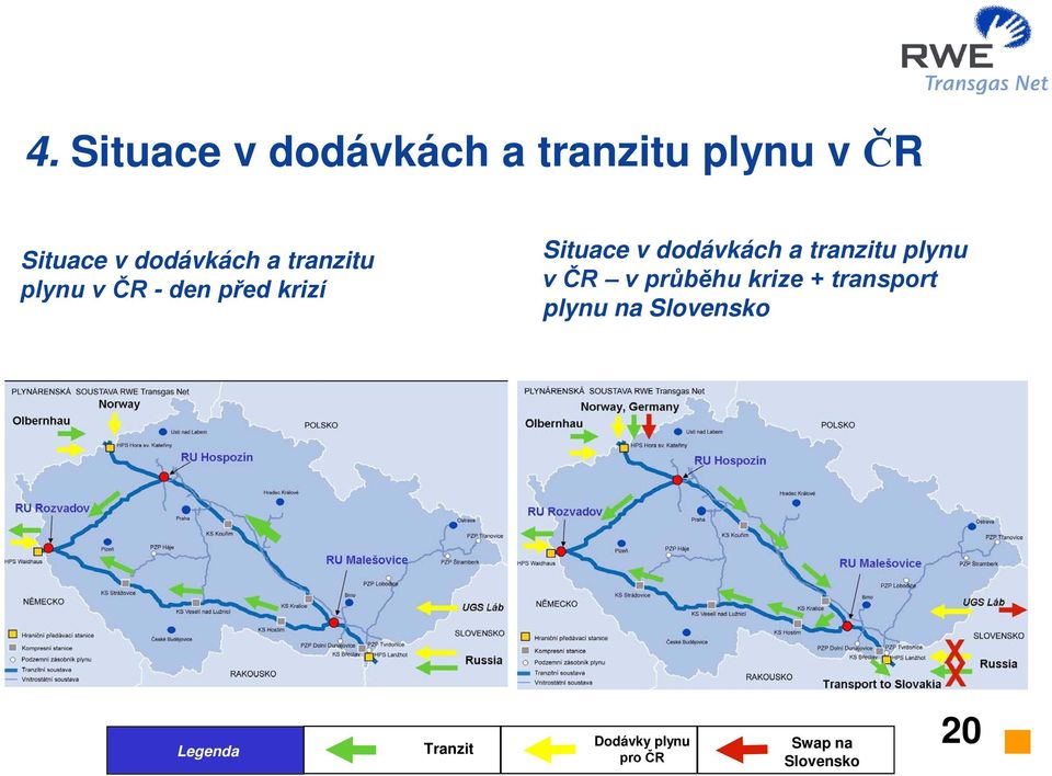 dodávkách a tranzitu plynu v ČR v průběhu krize + transport