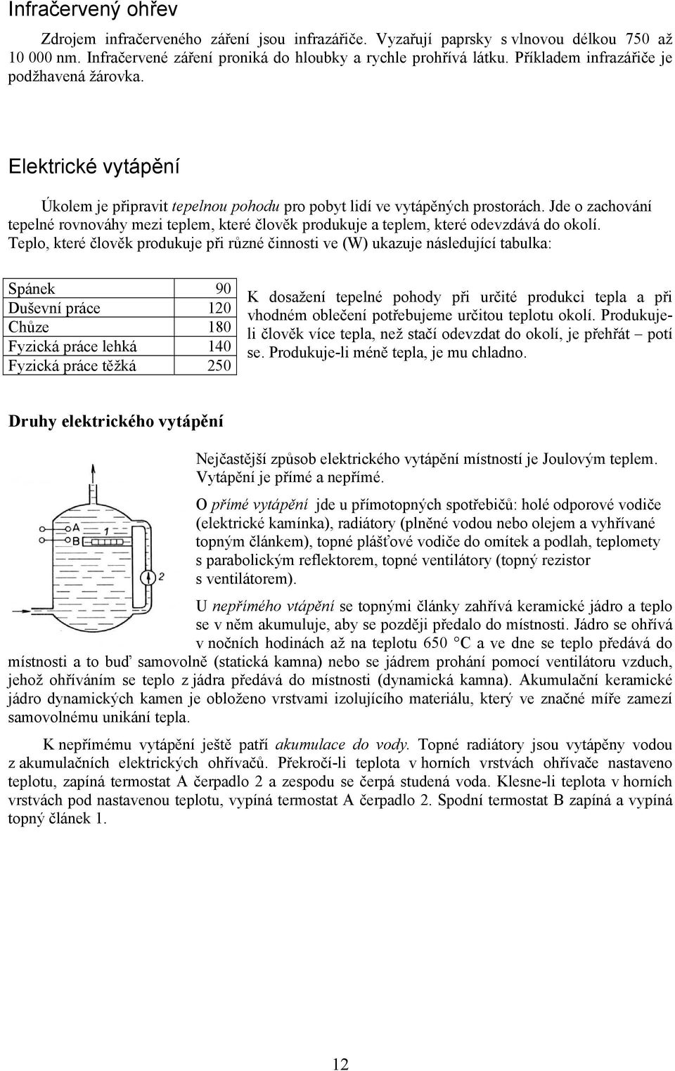 Jde o zachování tepelné rovnováhy mezi teplem, které člověk produkuje a teplem, které odevzdává do okolí.