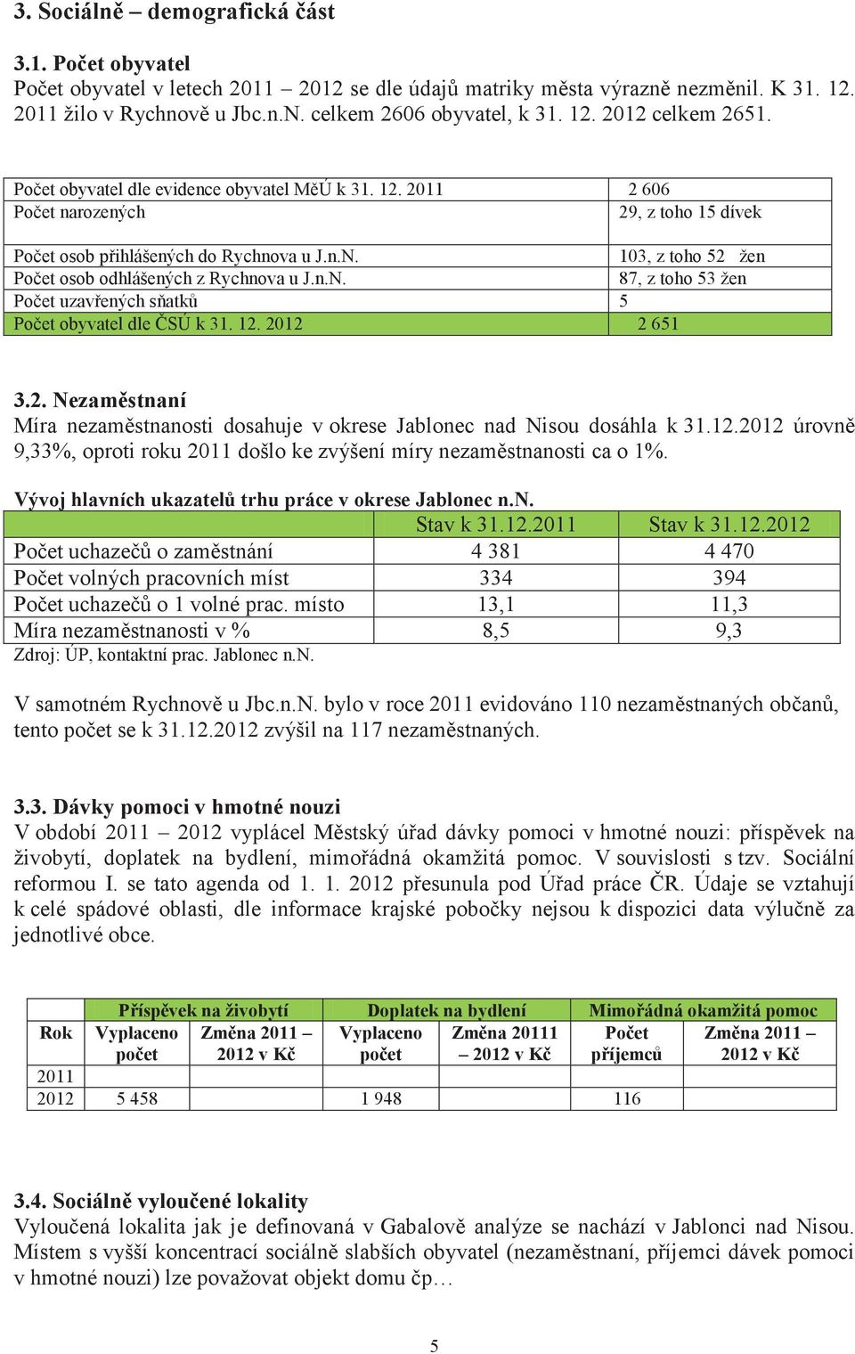 12. 2012 2 651 3.2. Nezaměstnaní Míra nezaměstnanosti dosahuje v okrese Jablonec nad Nisou dosáhla k 31.12.2012 úrovně 9,33%, oproti roku 2011 došlo ke zvýšení míry nezaměstnanosti ca o 1%.