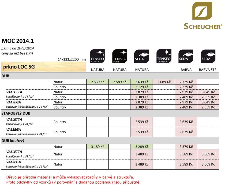 Kč 2489 Kč 2559 Kč Natur 2879 Kč 2979 Kč 3049 Kč katrovaný/ Country 2389 Kč 2489 Kč 2559 Kč STAROBYLÝ katrovaný/