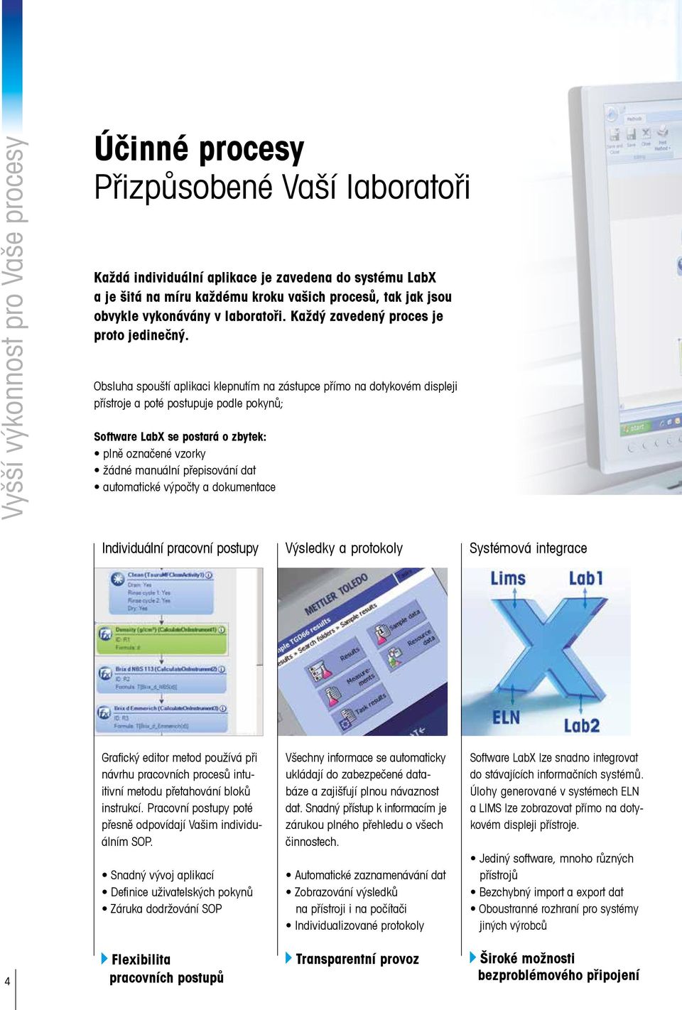 Obsluha spouští aplikaci klepnutím na zástupce přímo na dotykovém displeji přístroje a poté postupuje podle pokynů; Software LabX se postará o zbytek: plně označené vzorky žádné manuální přepisování