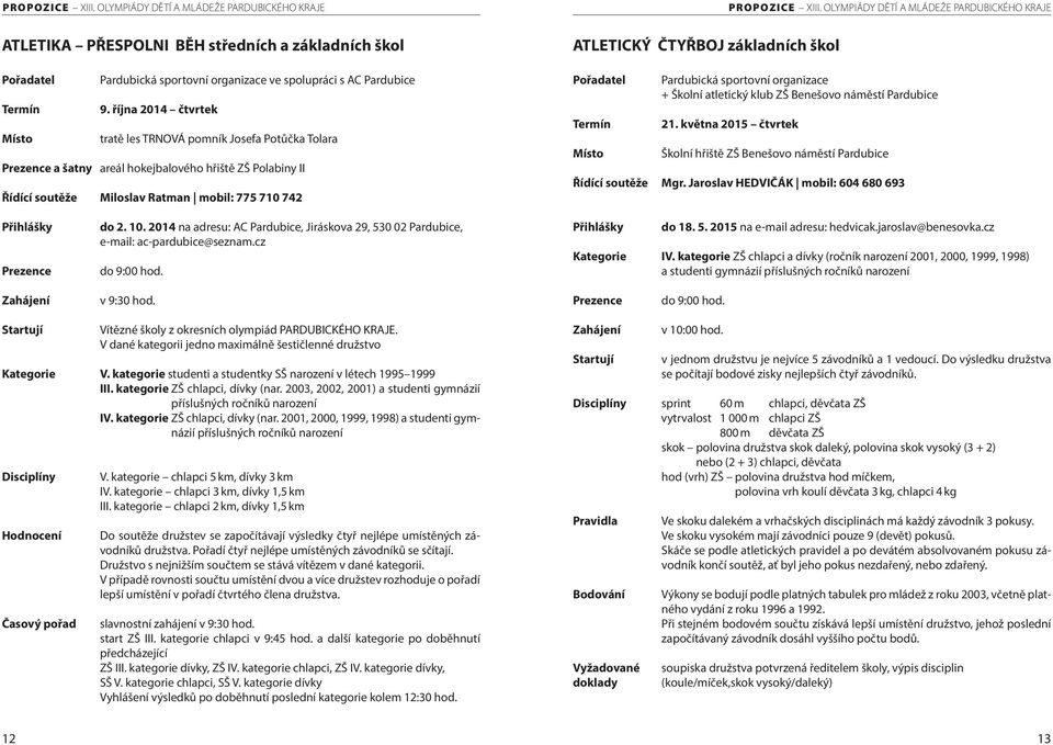 základních škol Pardubická sportovní organizace + Školní atletický klub ZŠ Benešovo náměstí Pardubice 21. května 2015 čtvrtek Školní hřiště ZŠ Benešovo náměstí Pardubice Řídící soutěže Mgr.