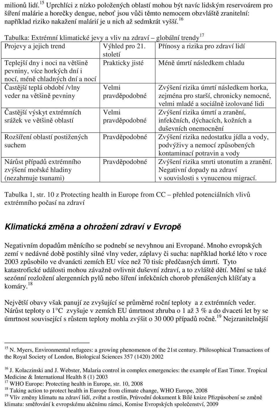 je u nich až sedmkrát vyšší. 16 Tabulka: Extrémní klimatické jevy a vliv na zdraví globální trendy 17 Projevy a jejich trend Výhled pro 21.