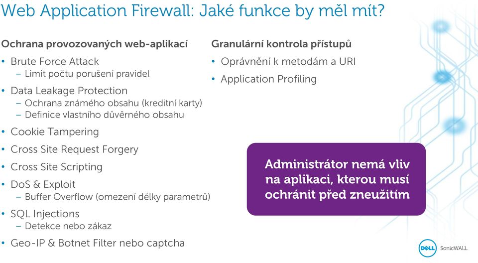 karty) Definice vlastního důvěrného obsahu Cookie Tampering Cross Site Request Forgery Cross Site Scripting DoS & Exploit Buffer Overflow