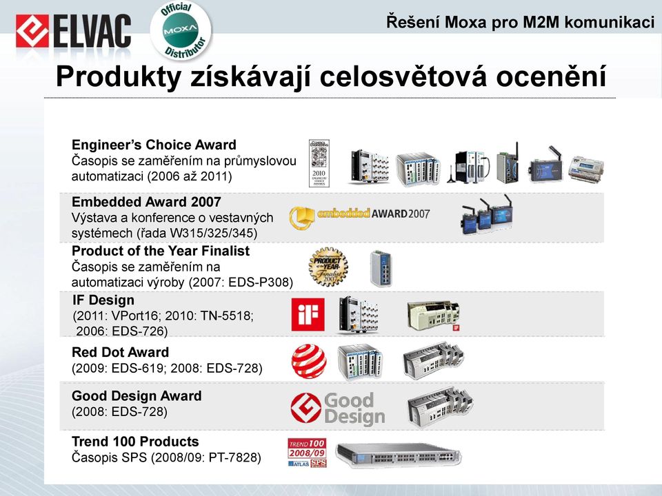 Časopis se zaměřením na automatizaci výroby (2007: EDS-P308) IF Design (2011: VPort16; 2010: TN-5518; 2006: EDS-726) Red