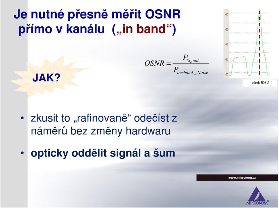 OSNR = P P Signal in band _ Noise zkusit to