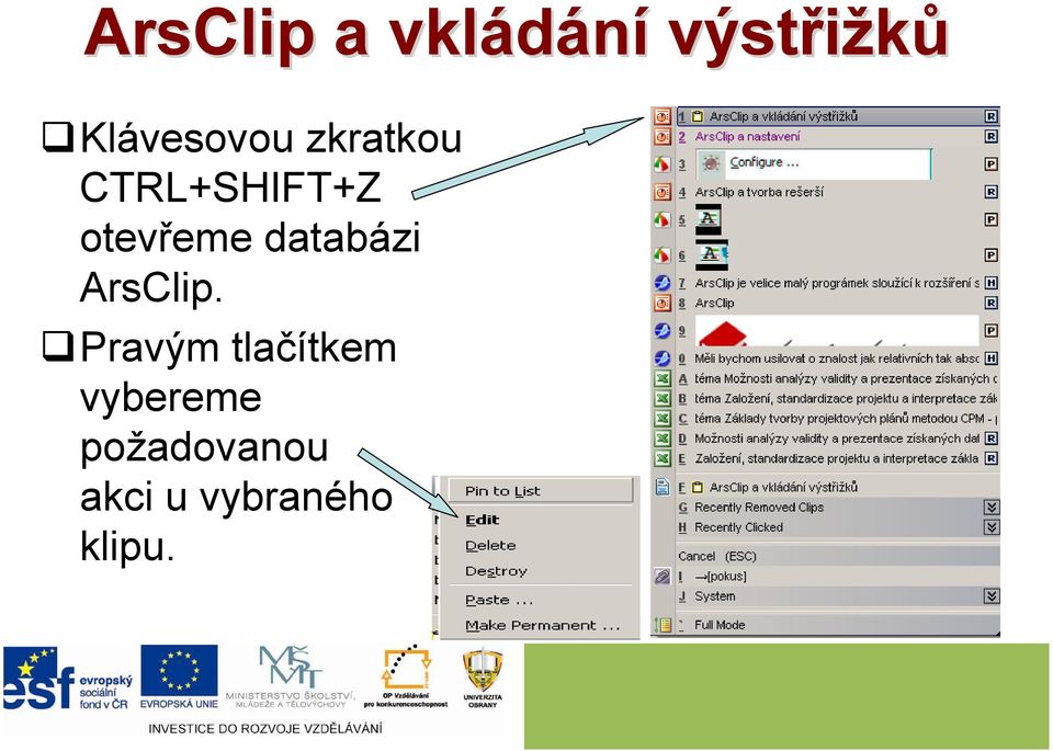 otevřeme databázi ArsClip.