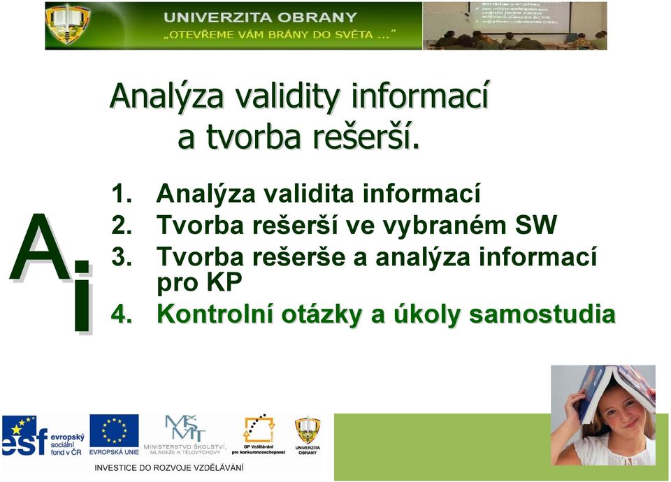 Tvorba rešerší ve vybraném SW 3.