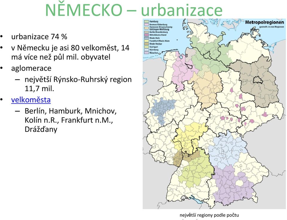 obyvatel aglomerace největšírýnsko-ruhrský region 11,7 mil.