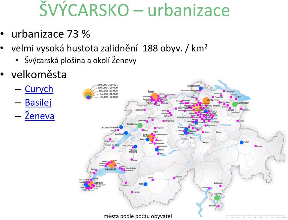 / km 2 Švýcarská plošina a okolí Ženevy