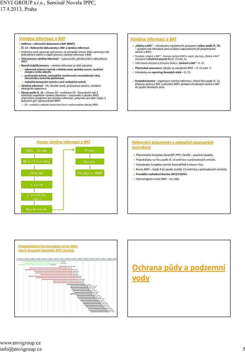 Účel procesu výměny informací vypracování, přezkoumání a aktualizace BREF.