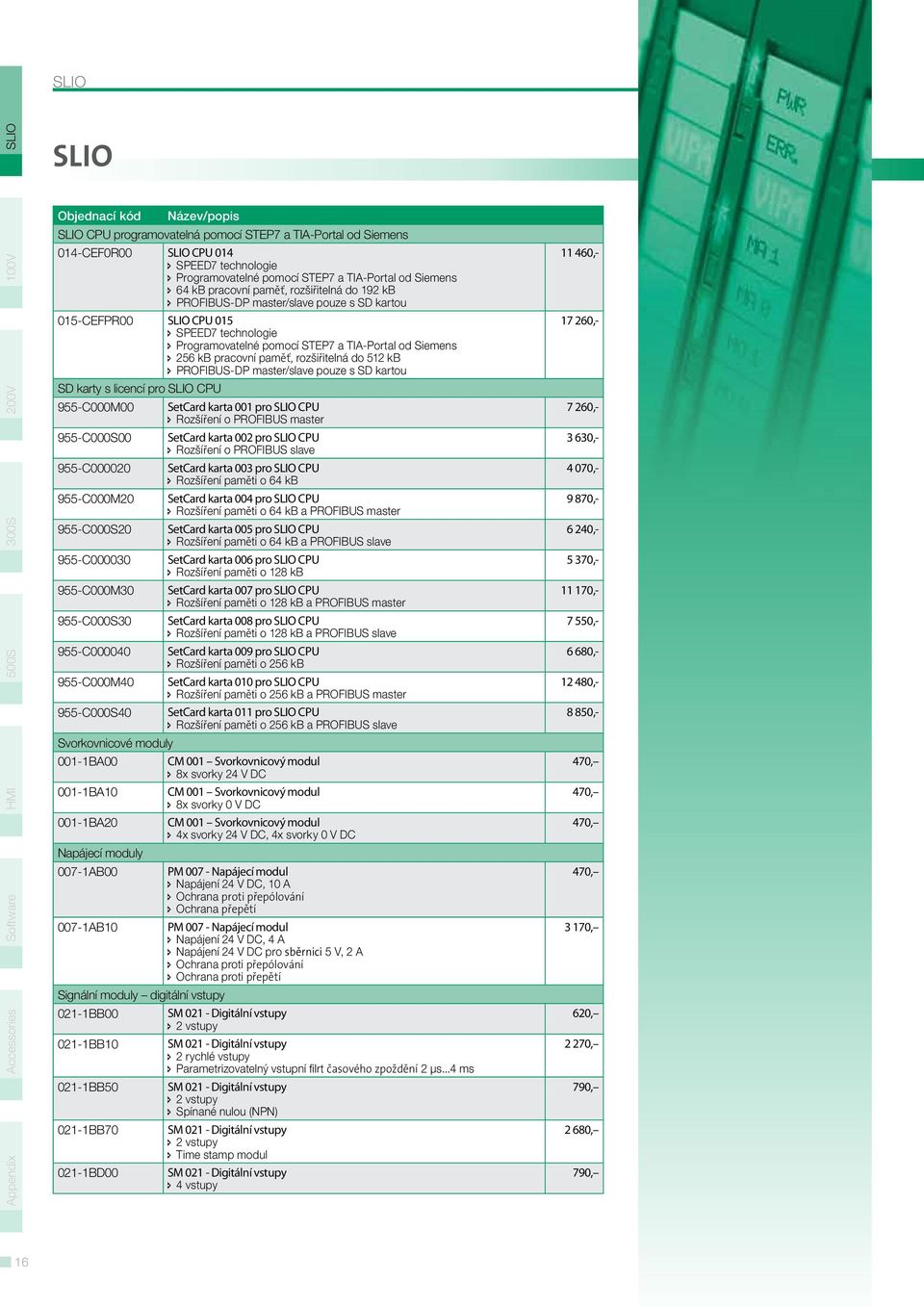 rozšiřitelná do 512 kb PROFIBUS-DP master/slave pouze s SD kartou SD karty s licencí pro CPU 955-C000M00 SetCard karta 001 pro CPU Rozšíření o PROFIBUS master 955-C000S00 SetCard karta 002 pro CPU