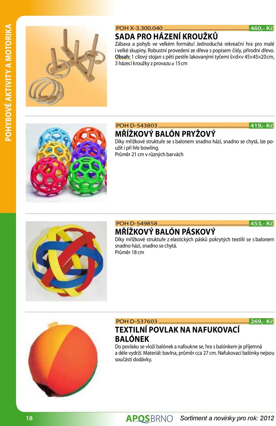 .. 419,- Kč Mřížkový balón Pryžový Díky mřížkové struktuře se s balonem snadno hází, snadno se chytá, lze použít i při hře bowling. Průměr 21 cm v různých barvách POH D-549858.
