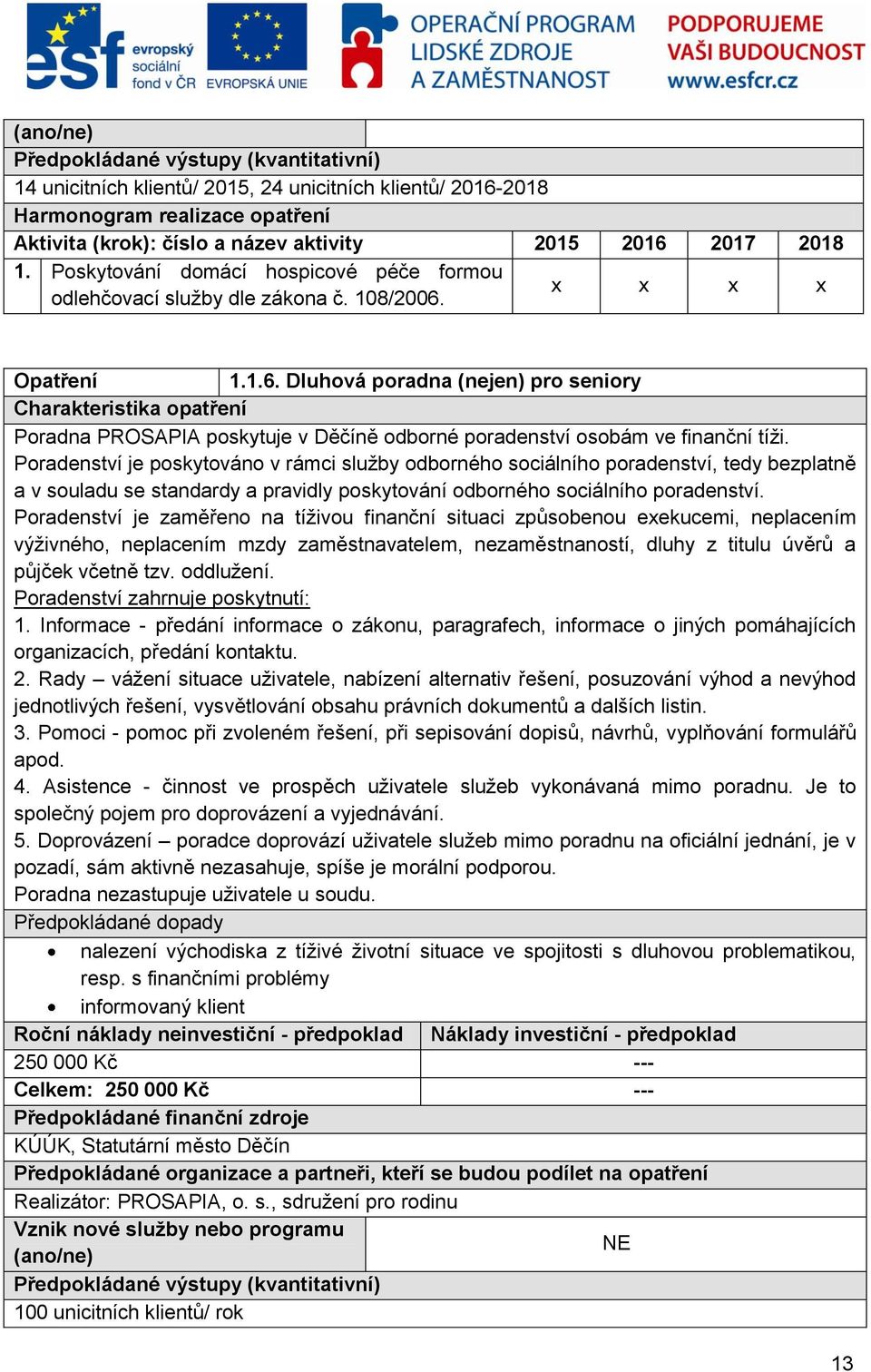 Poradenství je zaměřeno na tíživou finanční situaci způsobenou exekucemi, neplacením výživného, neplacením mzdy zaměstnavatelem, nezaměstnaností, dluhy z titulu úvěrů a půjček včetně tzv. oddlužení.