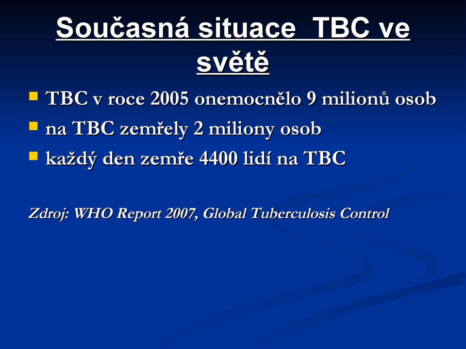 miliony osob každý den zemře 4400 lidí na TBC