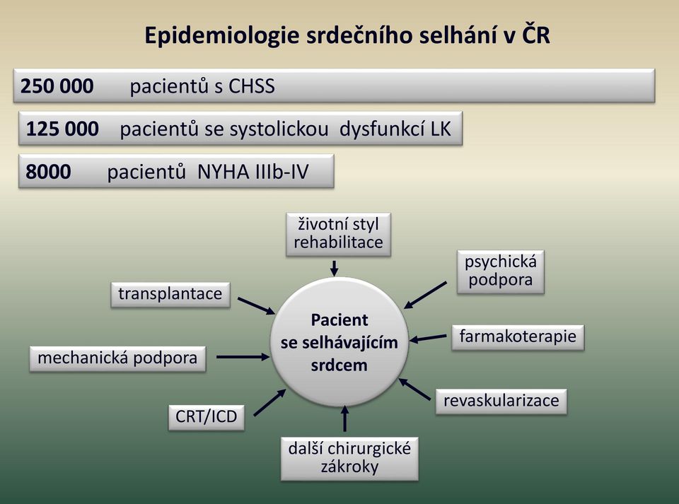 transplantace mechanická podpora CRT/ICD životní styl rehabilitace Pacient