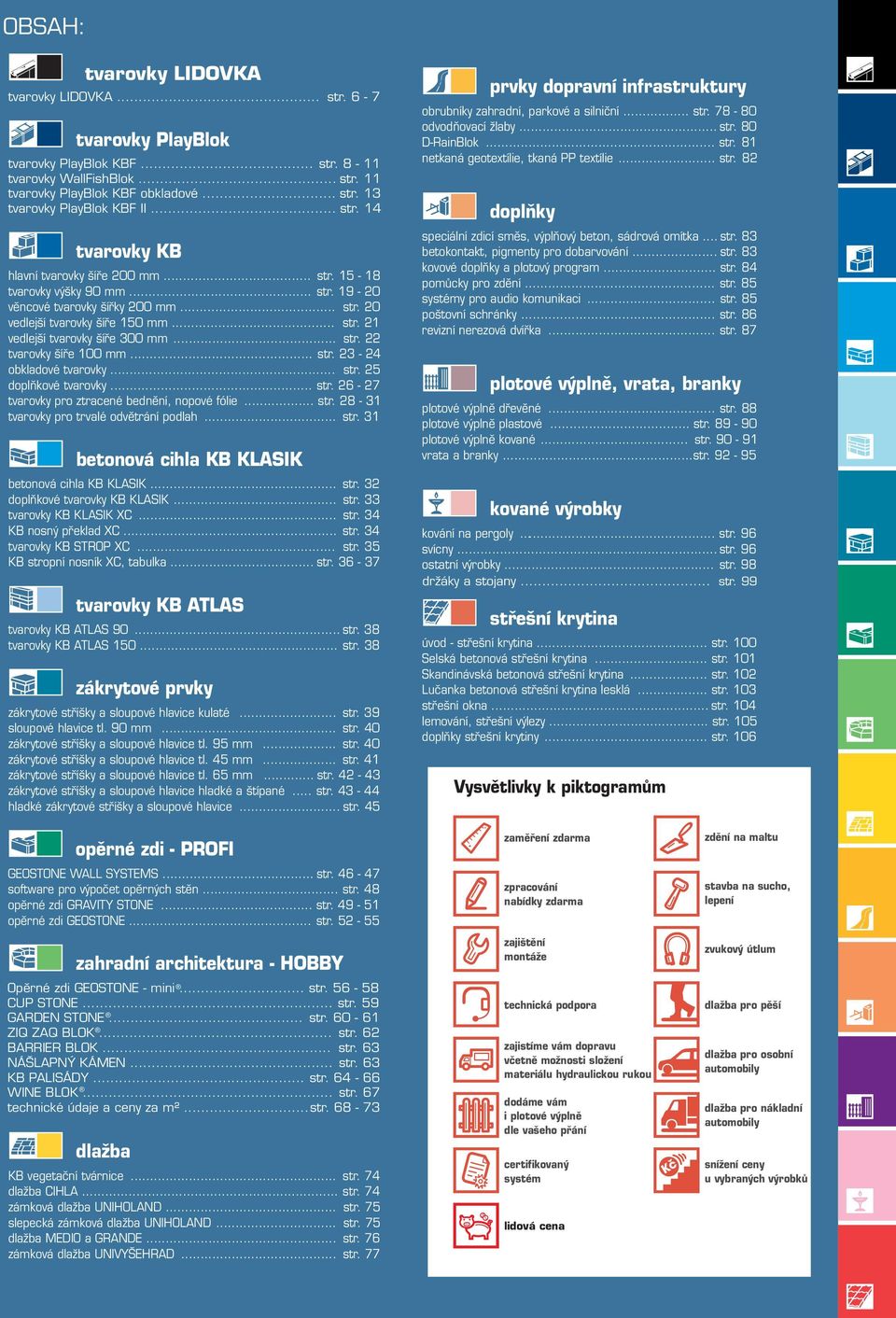 .. str. 22 tvarovky šíře 100 mm... str. 23-24 obkladové tvarovky... str. 25 doplňkové tvarovky... str. 26-27 tvarovky pro ztracené bednění, nopové fólie... str. 28-31 tvarovky pro trvalé odvětrání podlah.