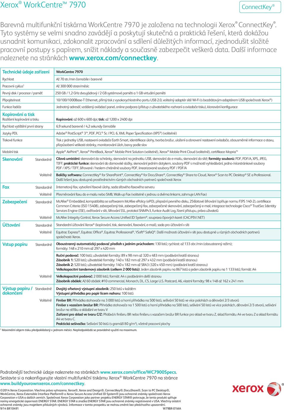 postupy s papírem, snížit náklady a současně zabezpečit veškerá data. Další informace naleznete na stránkách www.xerox.com/connectkey.