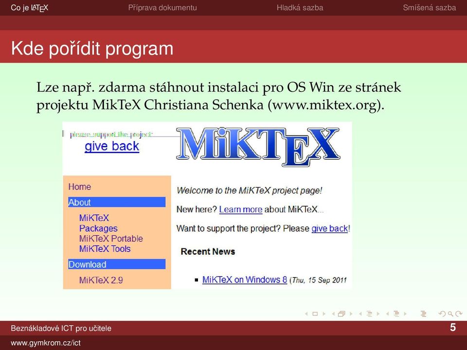 stránek projektu MikTeX Christiana