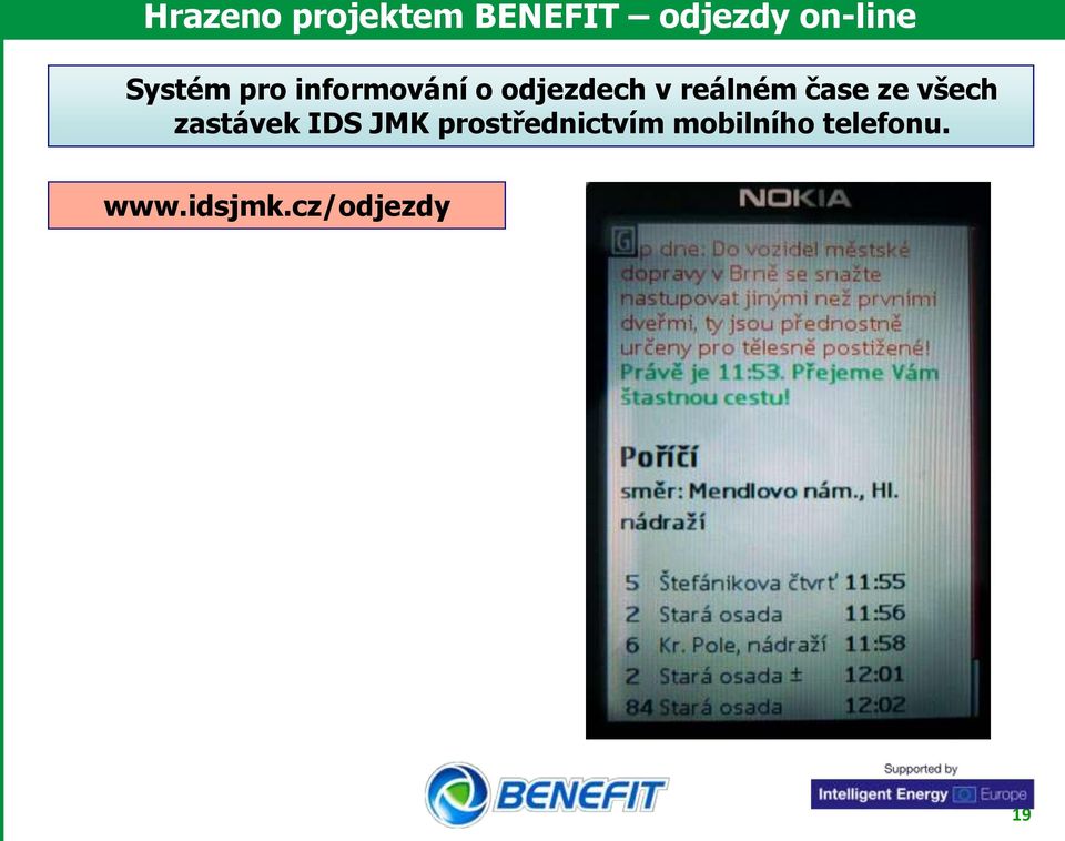 čase ze všech zastávek IDS JMK